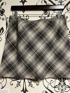Esprit Black and Gray Plaid A-Line Skirt
